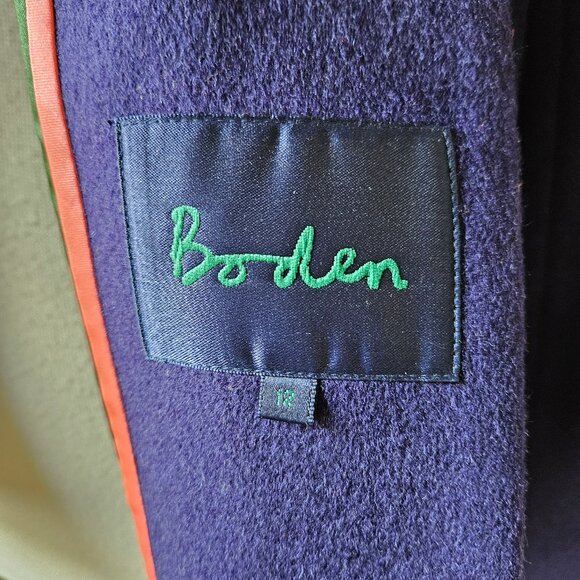 Boden Cashmere/Wool Royal Purple Ruffle Collar Jacket Blazer Lagenlook 12UK/8US - Picture 5 of 10